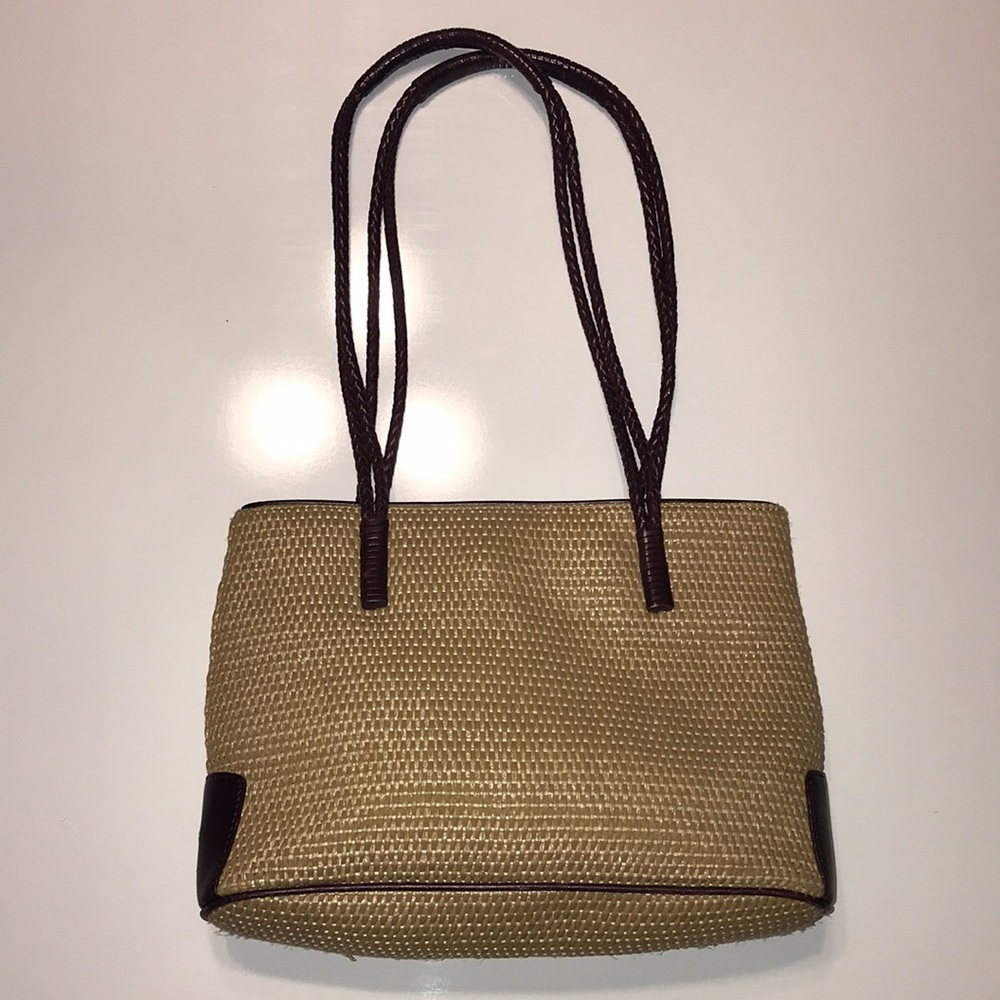 Etienne Aigner Straw Purse Vintage Style Tan/Brown